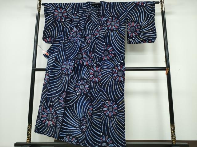 平和屋着物∴夏物 浴衣 有松鳴海絞り 舞花文 綿 逸品 CAAY4582ng