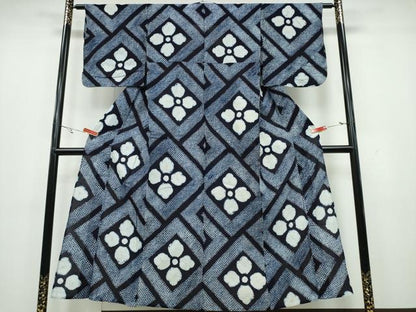 平和屋着物∴夏物 浴衣 有松鳴海絞り 花菱文 綿 逸品 CAAY4583ng