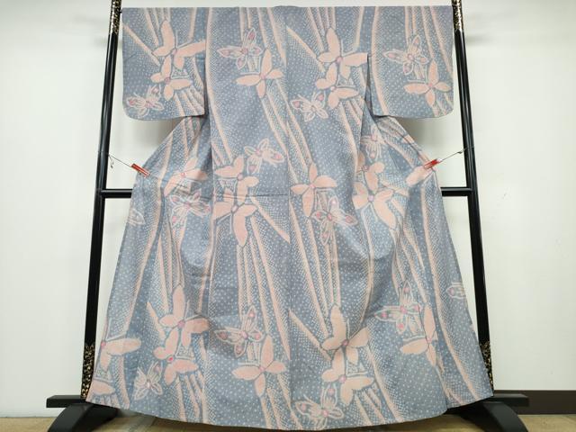 平和屋着物∴夏物 浴衣 有松鳴海絞り 舞蝶文 綿 逸品 CAAY4585ng