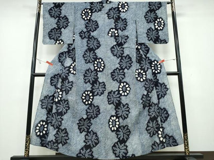 平和屋着物∴夏物 浴衣 有松鳴海絞り 舞葉菊文 綿 逸品 CAAY4589ng