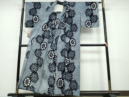 平和屋着物∴夏物 浴衣 有松鳴海絞り 舞葉菊文 綿 逸品 CAAY4589ng