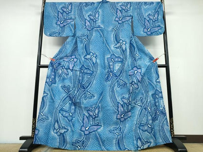 平和屋着物∴夏物 浴衣 有松鳴海絞り 流水舞蝶文 綿 逸品 CAAY4593ng