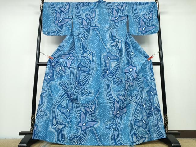 平和屋着物∴夏物 浴衣 有松鳴海絞り 流水舞蝶文 綿 逸品 CAAY4593ng