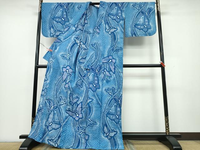 平和屋着物∴夏物 浴衣 有松鳴海絞り 流水舞蝶文 綿 逸品 CAAY4593ng