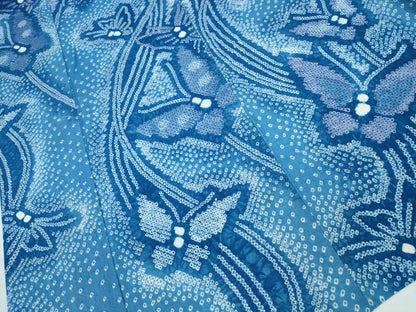 平和屋着物∴夏物 浴衣 有松鳴海絞り 流水舞蝶文 綿 逸品 CAAY4593ng