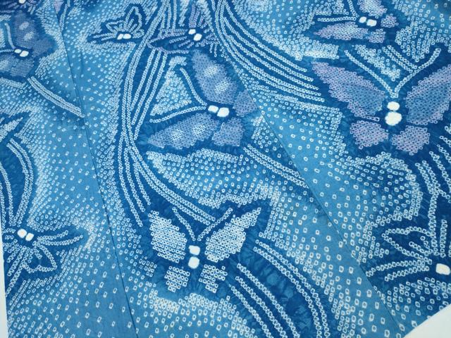 平和屋着物∴夏物 浴衣 有松鳴海絞り 流水舞蝶文 綿 逸品 CAAY4593ng