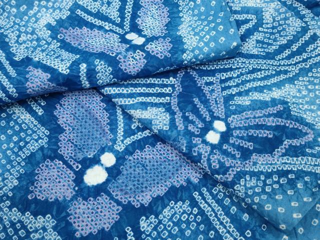平和屋着物∴夏物 浴衣 有松鳴海絞り 流水舞蝶文 綿 逸品 CAAY4593ng