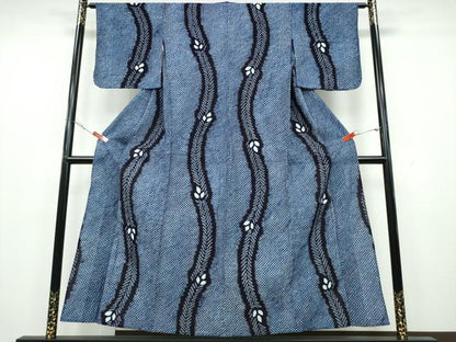 平和屋着物∴夏物 浴衣 有松鳴海絞り 枝葉文 綿 逸品 CAAY4594ng