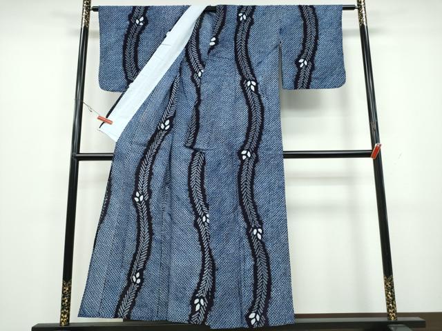 平和屋着物∴夏物 浴衣 有松鳴海絞り 枝葉文 綿 逸品 CAAY4594ng