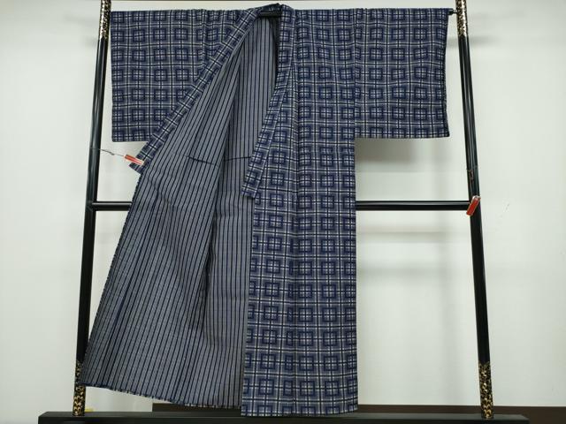 平和屋着物∴夏物 男性 浴衣 幾何学文様 綿 逸品 未使用 CAAY4598ng