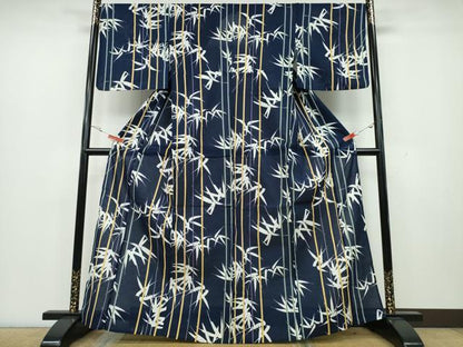 平和屋着物∴夏物　浴衣　綿紅梅　笹竹間道　綿　逸品　CAAY4601ng