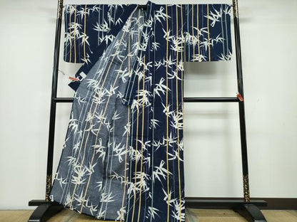 平和屋着物∴夏物　浴衣　綿紅梅　笹竹間道　綿　逸品　CAAY4601ng