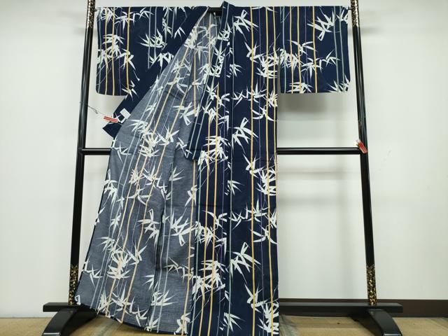 平和屋着物∴夏物　浴衣　綿紅梅　笹竹間道　綿　逸品　CAAY4601ng