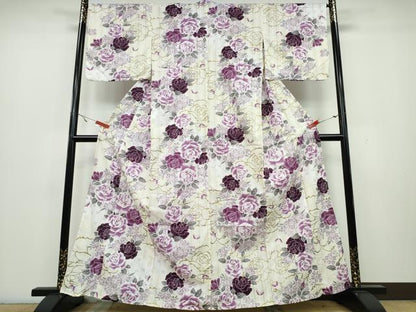 平和屋着物∴夏物 浴衣 牡丹花文 金彩 綿 逸品 CAAY4603ng