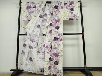 平和屋着物∴夏物 浴衣 牡丹花文 金彩 綿 逸品 CAAY4603ng