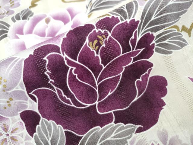平和屋着物∴夏物 浴衣 牡丹花文 金彩 綿 逸品 CAAY4603ng