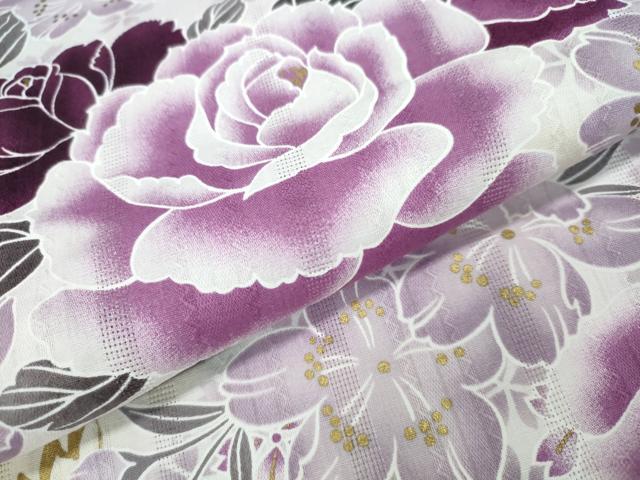 平和屋着物∴夏物 浴衣 牡丹花文 金彩 綿 逸品 CAAY4603ng