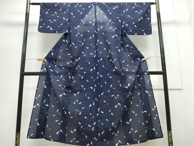 平和屋着物∴夏物 浴衣 綿絽 成り物 茄子 なす 綿 逸品 CAAY4607ng