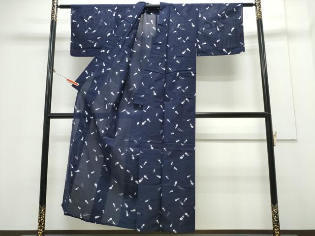 平和屋着物∴夏物 浴衣 綿絽 成り物 茄子 なす 綿 逸品 CAAY4607ng