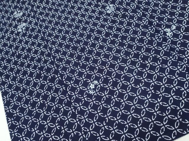 平和屋着物∴夏物 浴衣 縦綿絽 型染め 七宝花文 綿 逸品 CAAY4608ng