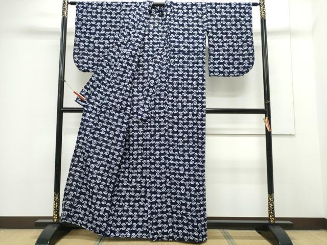 平和屋着物∴夏物 浴衣 縦綿絽 枝裏菊菱文 綿 逸品 CAAY4611ng