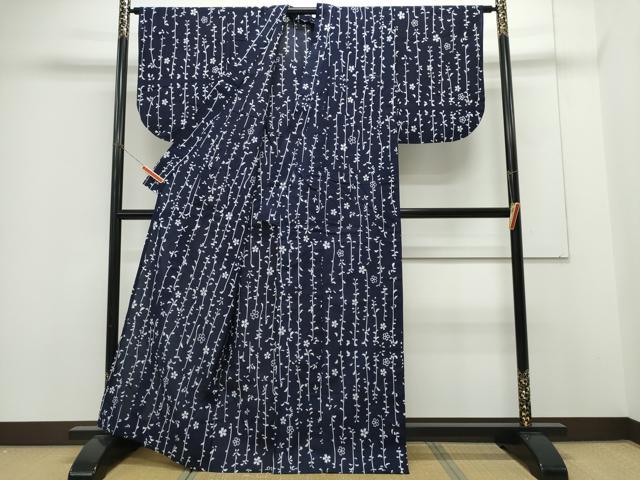 平和屋着物∴夏物 浴衣 縦綿絽 枝花文 綿 逸品 CAAY4612ng