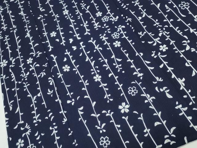 平和屋着物∴夏物 浴衣 縦綿絽 枝花文 綿 逸品 CAAY4612ng