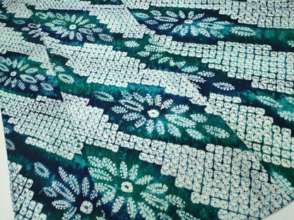 平和屋着物∴夏物　浴衣　有松鳴海絞り　変わり斜線菊文　綿　逸品　CAAY4613ng