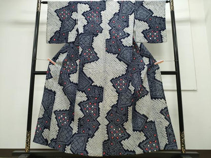 平和屋着物∴夏物 浴衣 有松鳴海絞り 切嵌吉祥花文 綿 逸品 CAAY4615ng