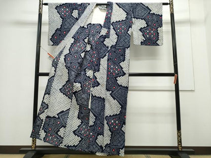 平和屋着物∴夏物 浴衣 有松鳴海絞り 切嵌吉祥花文 綿 逸品 CAAY4615ng