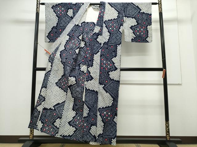 平和屋着物∴夏物 浴衣 有松鳴海絞り 切嵌吉祥花文 綿 逸品 CAAY4615ng
