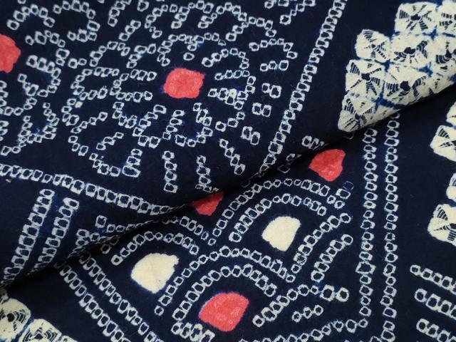 平和屋着物∴夏物 浴衣 有松鳴海絞り 切嵌吉祥花文 綿 逸品 CAAY4615ng
