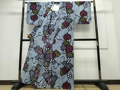 平和屋着物∴夏物 浴衣 有松鳴海絞り 葡萄蔦の葉文 綿 逸品 CAAY4619ng