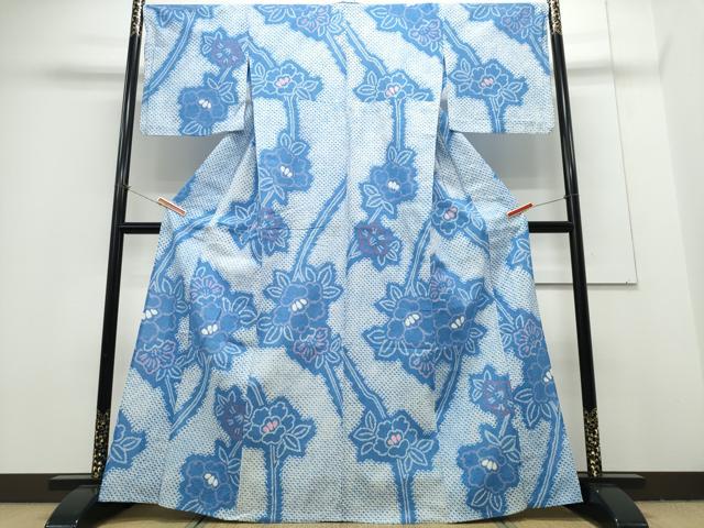 平和屋着物∴夏物 浴衣 有松鳴海絞り 牡丹 綿 逸品 CAAY4620ng