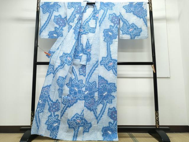 平和屋着物∴夏物 浴衣 有松鳴海絞り 牡丹 綿 逸品 CAAY4620ng
