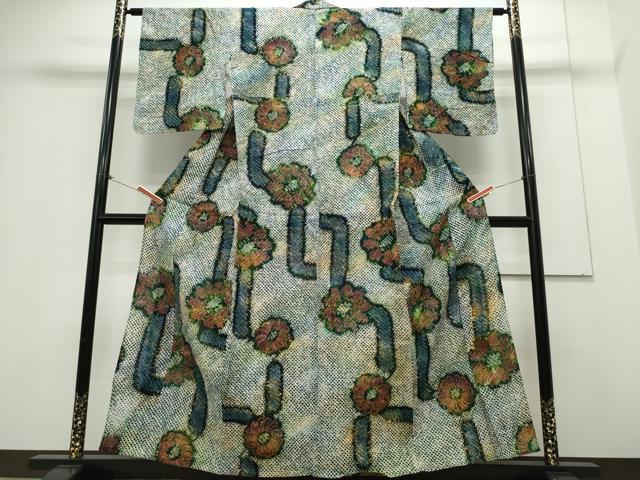 平和屋着物∴夏物 浴衣 有松鳴海絞り 舞花文 綿 逸品 CAAY4622ng
