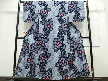 平和屋着物∴夏物 浴衣 有松鳴海絞り 枝花文 綿 逸品 CAAY4623ng