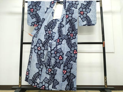 平和屋着物∴夏物 浴衣 有松鳴海絞り 枝花文 綿 逸品 CAAY4623ng