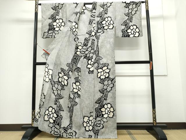 平和屋着物∴夏物 浴衣 有松鳴海絞り 枝牡丹 綿 逸品 CAAY4624ng