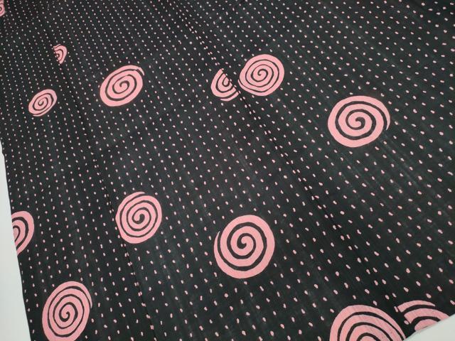 平和屋着物∴夏物 浴衣 渦巻文様 黒地 綿 逸品 CAAY4626ng