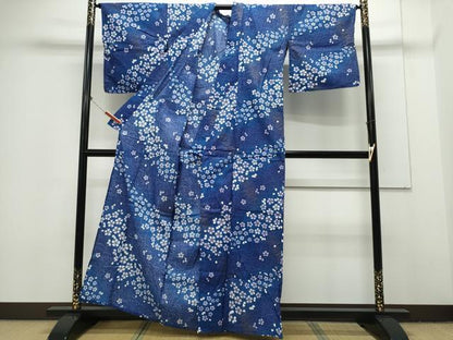 平和屋着物∴夏物 浴衣 綿紅梅 舞桜 金彩 綿 逸品 CAAY4627ng