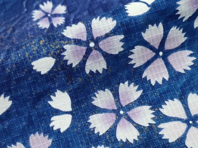 平和屋着物∴夏物 浴衣 綿紅梅 舞桜 金彩 綿 逸品 CAAY4627ng
