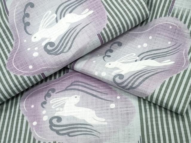 平和屋着物∴夏物 浴衣 跳兎 立波文 綿 逸品 CAAY4628ng