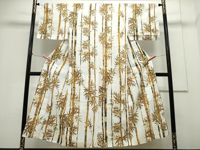 平和屋着物∴夏物 浴衣 笹竹文 綿 逸品 CAAY4629ng