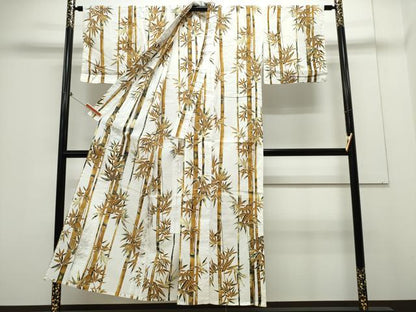 平和屋着物∴夏物 浴衣 笹竹文 綿 逸品 CAAY4629ng