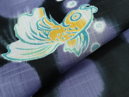 平和屋着物∴夏物 浴衣 金魚 黒地 綿 逸品 CAAY4630ng