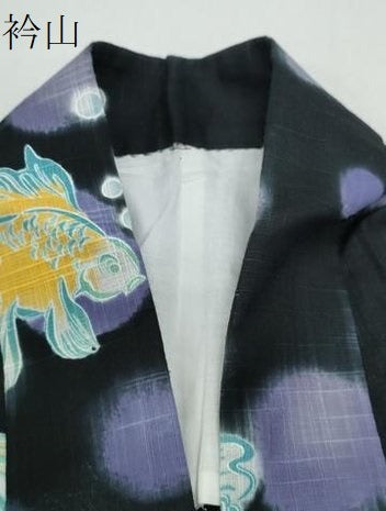 平和屋着物∴夏物 浴衣 金魚 黒地 綿 逸品 CAAY4630ng