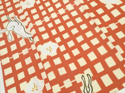 平和屋着物∴夏物 浴衣 花兎 格子柄 綿 逸品 CAAY4633ng
