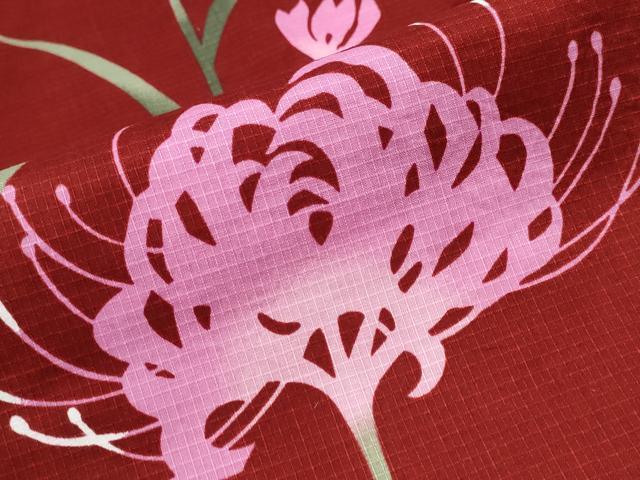 平和屋着物∴夏物 浴衣 綿紅梅 彼岸花 綿 逸品 CAAY4634ng