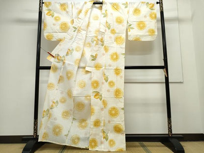 平和屋着物∴夏物 浴衣 レモン 檸檬 綿 逸品 CAAY4637ng